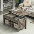 thumbnail image 6 of Zimtown Modern Lift-Top Coffee Table, 39.8" Rectangle Coffee Table with Lift Top & 3 Cube Storage, Retro Gray Living Room Center Table, 6 of 8