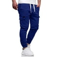 thumbnail image 5 of Resicozy Men's Hiking Cargo Pants Joggers Slim Fit Stretch Lightweight Casual Work Pants with Pockets Elastic Drawstring Waist Royal Blue L, 5 of 5