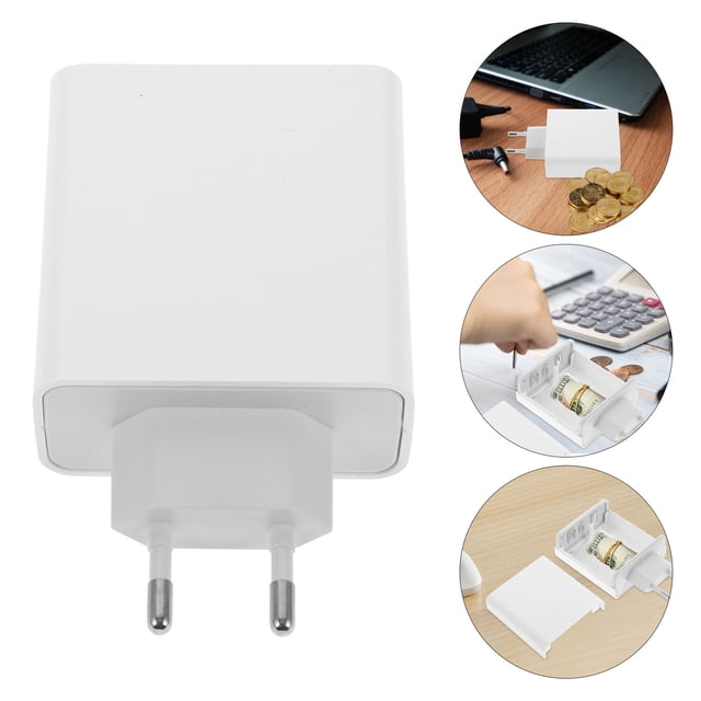 LRXIYODE Fake Power Bank Cash Container Charger Shaped Storage Box White 1Pack