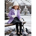 thumbnail image 3 of Wantdo Big Girls' Winter Coat Insulated Jacket Warm Fleece Lined Puffer Jacket Light Purple 18/20, 3 of 10