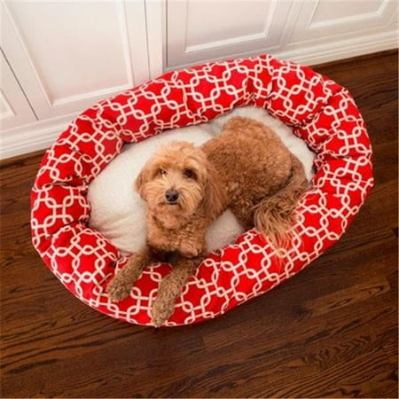 32 in. Links Sherpa Donut Pet Bed - Red