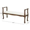 thumbnail image 3 of DecMode Fabric Arm Bench with Brown Traditional Wood Turned Legs, Cream, 3 of 9