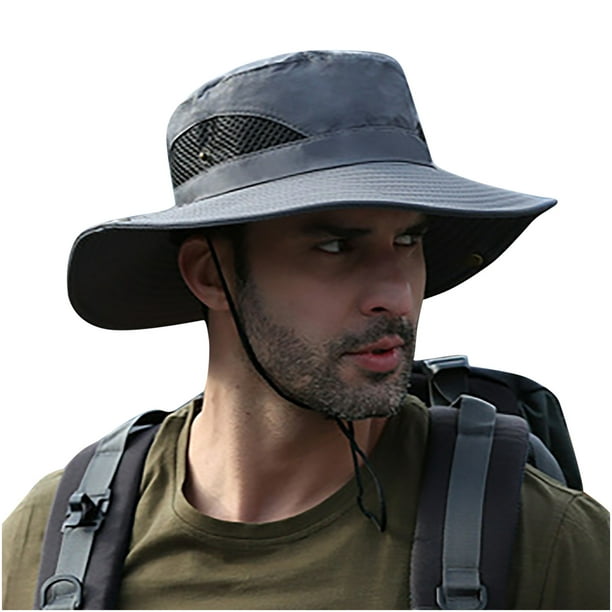 Dark Grey Cool And Handsome 1pc Hat, Men's Wide Brim Sun Hats Summer Waterproof Breathable Bucket Hat Hiking Camping For Fishing