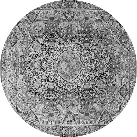 Ahgly Company Indoor Round Persian Gray Traditional Area Rugs, 4' Round