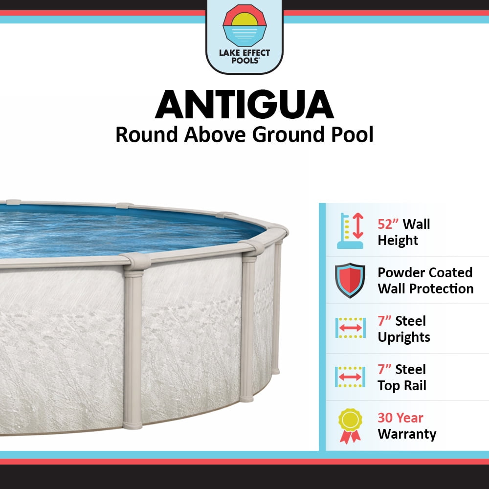 Lake Effect Pools Antigua 24' x 52" Round Steel Walled Above Ground Swimming Pool