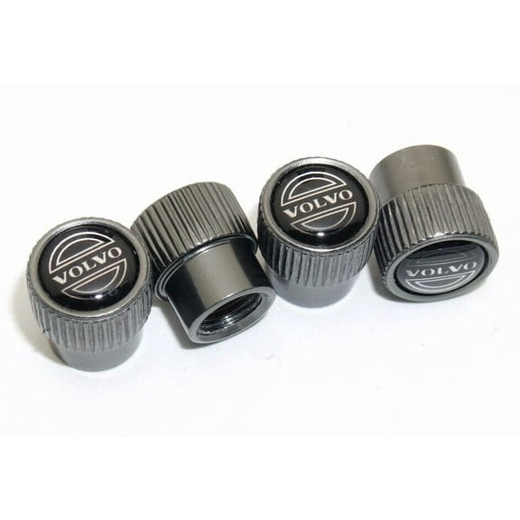 4pcs Universal Fit Volvo Car Wheels Tire Air Valve Caps Stem Dust Cover Grey