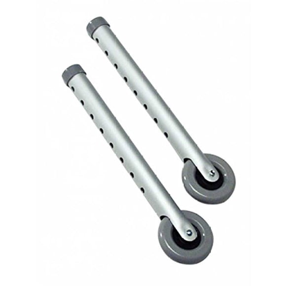 Lumex 3" Fixed Walker Wheels - Replacement Rollator Accessories, Rubber Wheel Universal Design with 8 Adjustment Holes, 1 Pair, 603630A