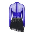 thumbnail image 2 of Zaldita Womens Lyrcial Dance Dress Rhinestone Long Sleeve Chiffon Modern Figure Skating Bodysuit Royal Blue L, 2 of 7
