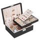thumbnail image 4 of Joyero de gran capacidad, caja de almacenamiento de joyería negra de doble capa con cerradura para mujer, viaje a casa, 4 of 10