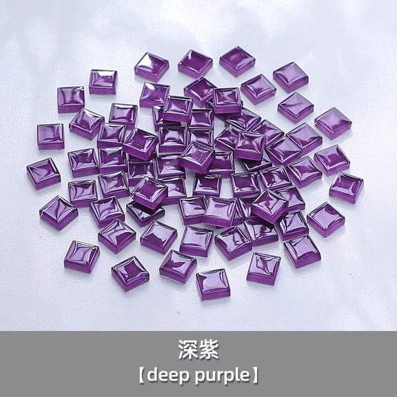 Zhuge 200 Pcs 1×1cm Square Laser-Cut Crystal Glass Mosaic Tiles, DIY Creative Art Craft Materials for Home Decor & Art Projects, Dark Purple