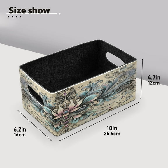 BZSMCE Shelf Baskets Floral and Jewel Design Pattern Pattern Storage Cube Bins 10.1*6.3*4.7in Set of 2