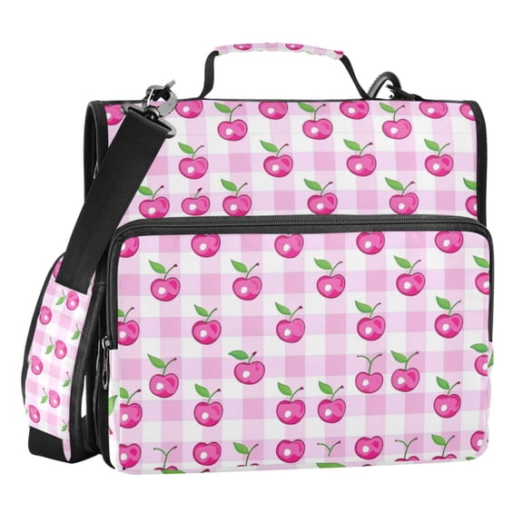 ALAZA Zipper Binder Cherry on Checkered 3 Ring Trapper Keeper File Folder Organizer Bag