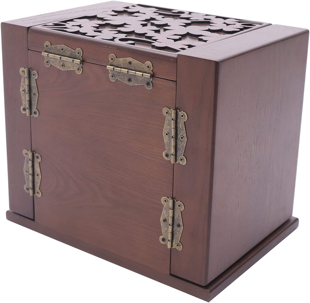 5 Layer Wooden Jewelry Box Jewelry Organizer Box with Mirror and Lock Jewelry Storage Box Case Valentine's Day Gift for Women Ring Necklace Watches