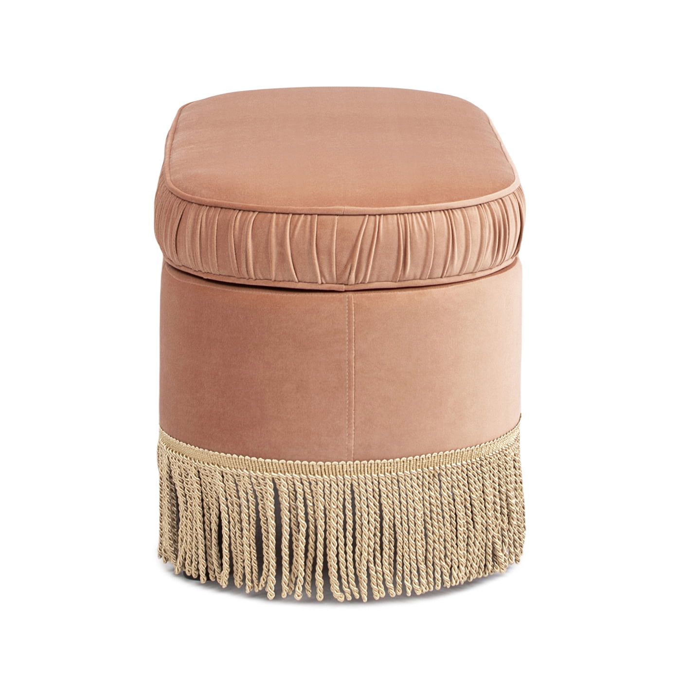 Jennifer Taylor Home Serena 38" Oval Storage Bench Ottoman, Peach Orange Velvet