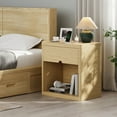 thumbnail image 4 of IDEALSOUL Nightstand Set of 2, Nightstand with Charging Station, 24inch Bedside Table with Curved Top Corners, Crescent Shaped Buckle, Wooden End Table for Bedroom Living Room (2pcs, Wood color), 4 of 15