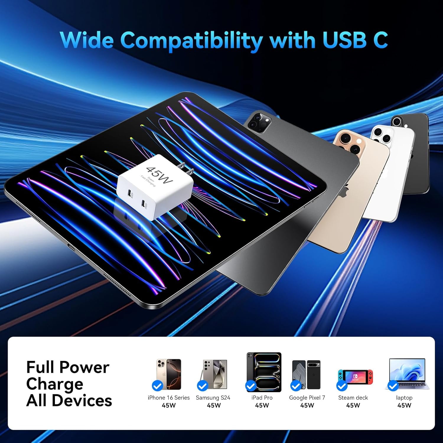 i Phone 17 16 15 Charger Fast Charging, 2 Pack 45W Dual USB C Fast Phone Charger Block with 3/6/10/10FT Type C Cable Cord Compatible with iPhone 17/17 Pro/17 Pro Max/16 Plus/15 Case