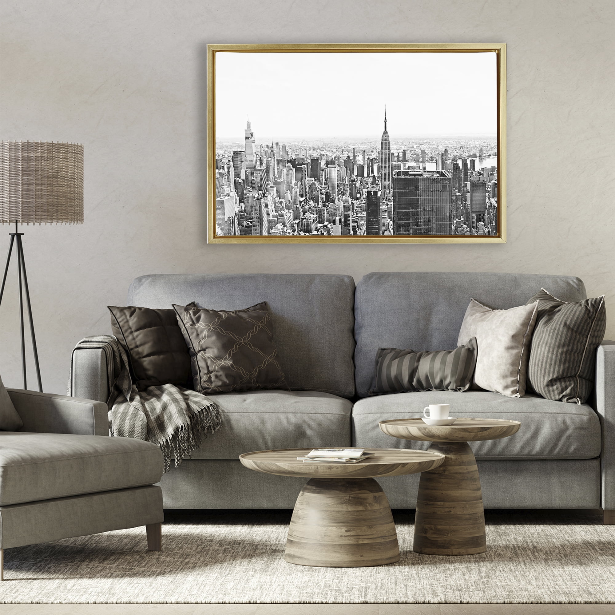 Stupell Industries New York City Scape View Gold Framed Floater Canvas Wall Art, design by Kali Wilson