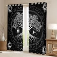 thumbnail image 2 of Homewish Hippie Tree of Life Kitchen Curtains, Cosmos Stars Moon Sun Black Out Curtains Pack of 2 (42x63 Each), White Black, 2 of 5