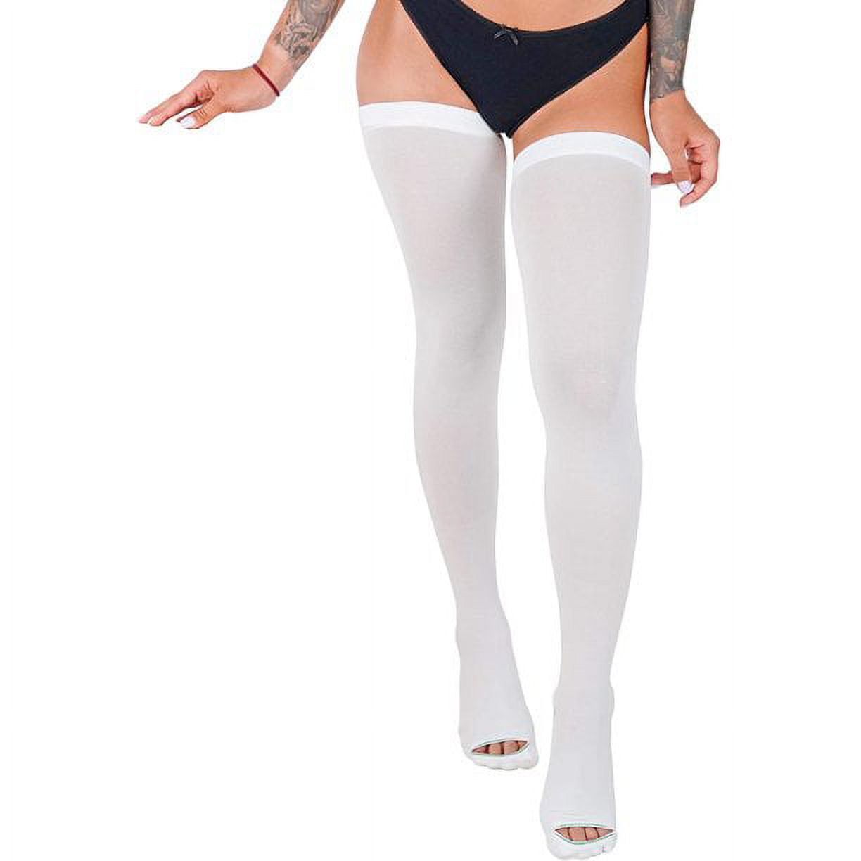 Thigh High Socks for Women Over the Knee High Stockings for Running, Travel, Cycling(X-Large, white, 1 Pair)