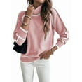 thumbnail image 4 of Fall Sweaters for Women Trendy Cute Cozy - Long Sleeve Colorblock Knitted Pullover Tops Pink XL, 4 of 8
