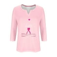 thumbnail image 4 of Abomasnow Breast Cancer Shirts for Women Heart Pink Ribbon Tshirt Cancer Awareness Tee Tops Casual 3/4 Sleeve V-Neck Pullover Tops on Clearance, 4 of 4