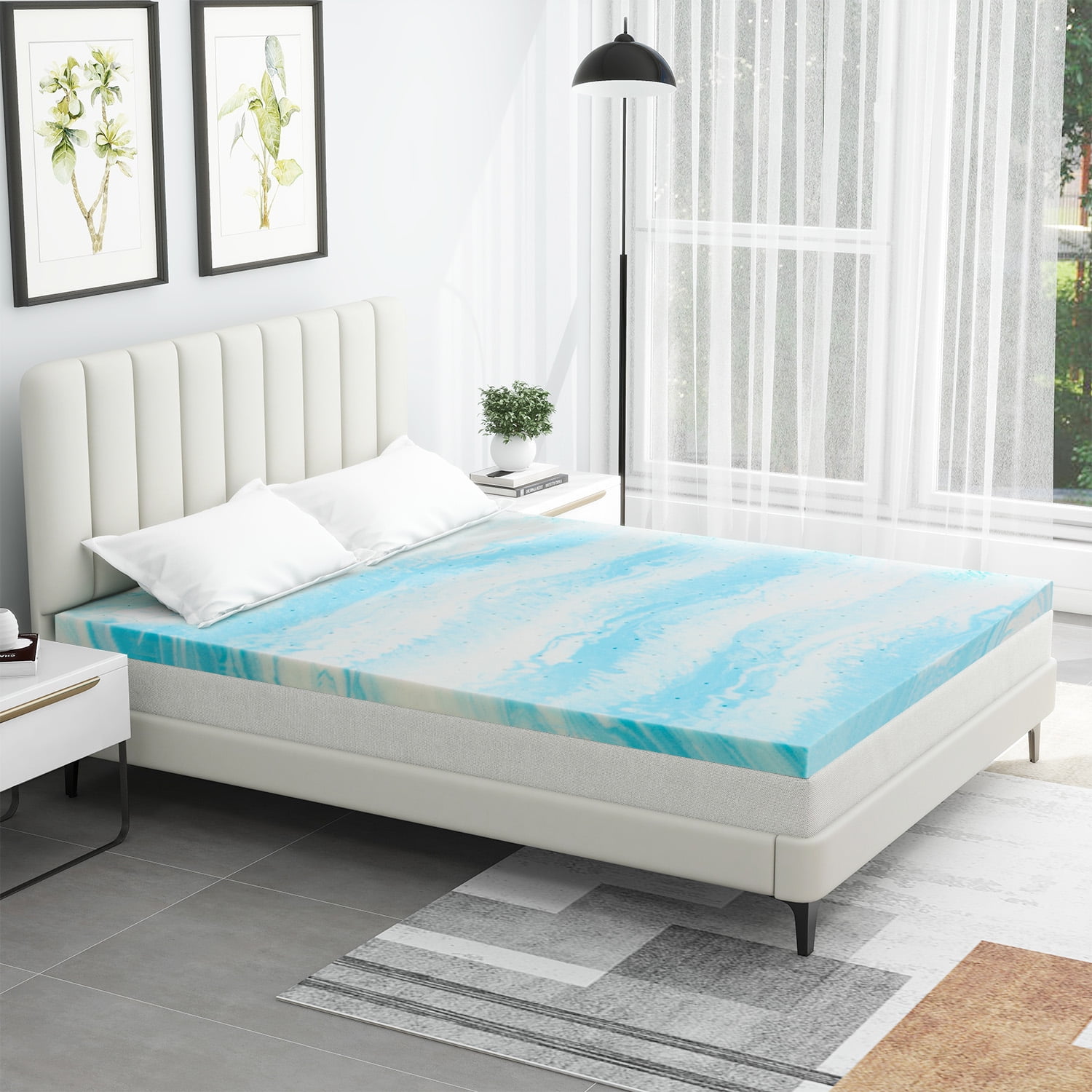 Bigleap 2" gel memory foam mattress topper,King size Mattress in a Box, Medium Firm