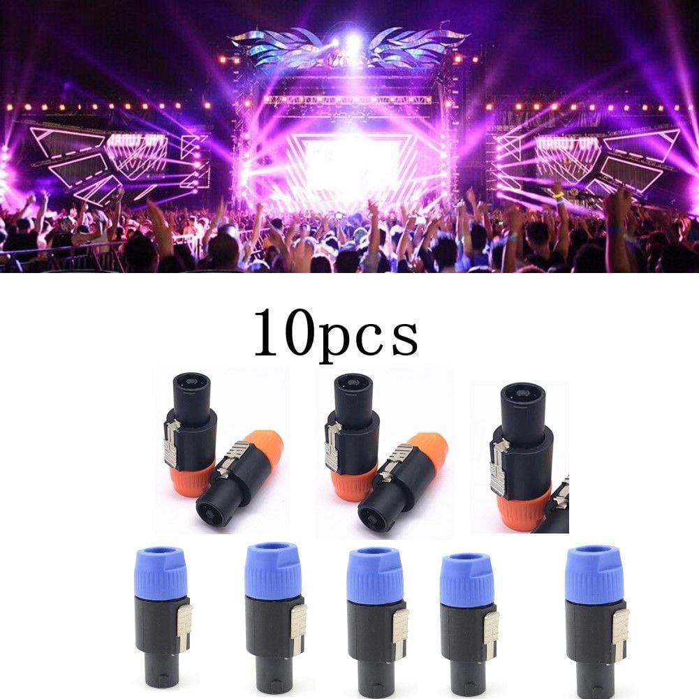 10 Pcs NL4FC Speaker Connectors 4 Pin Male Audio Speakon Ohm Plug