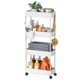 thumbnail image 1 of Carrito de almacenamiento delgado Pipishell de 4 niveles, color blanco enrollable, 1 of 9