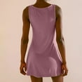 thumbnail image 2 of Luxalzxs Tank Dresses for Women Casual Summer Solid Color Sleeveless Round Neck Dress Sundresses Mini Dress T Shirt Dress, 2 of 5