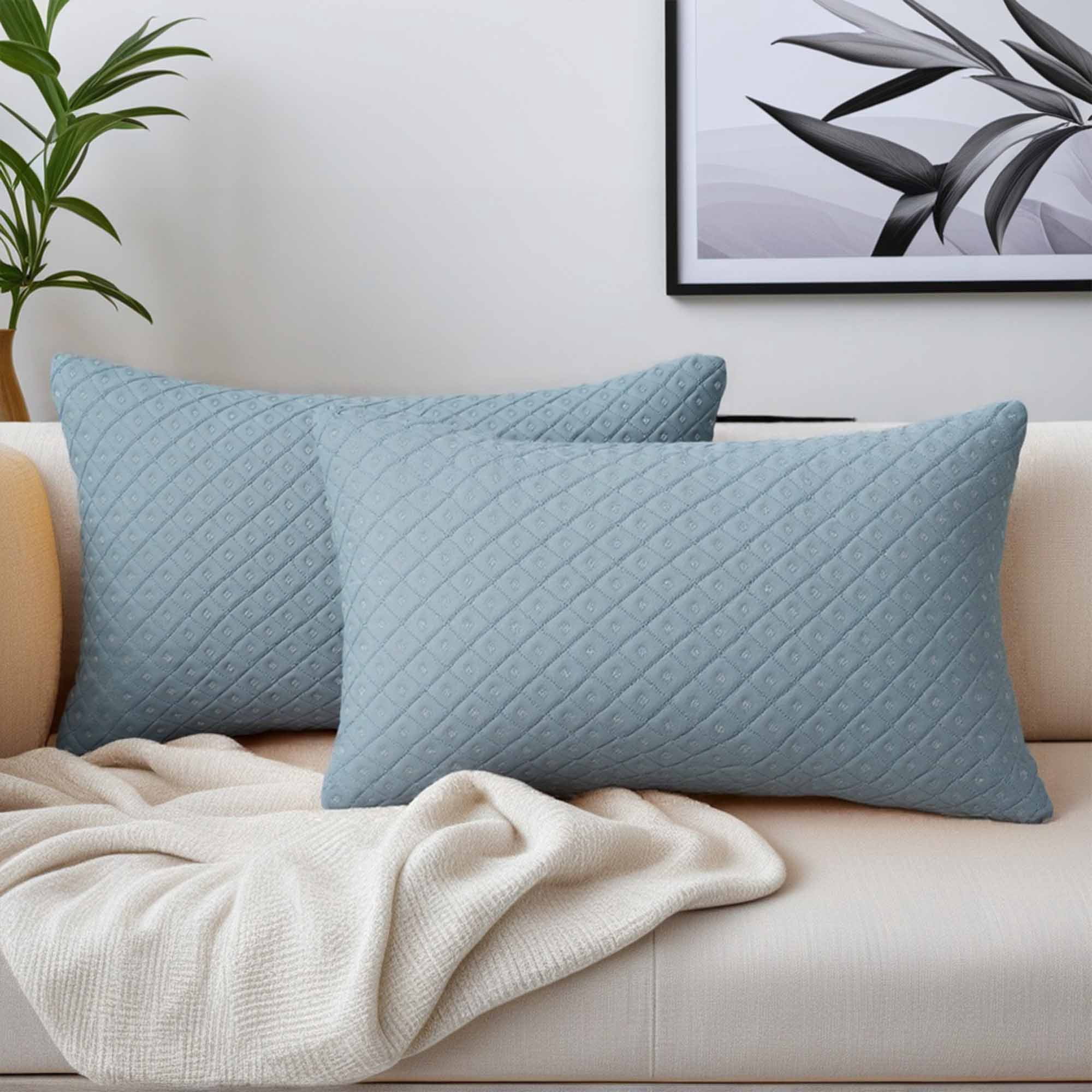 Unique Bargains 2 Pcs Soft Modern Geometric Cushion Cases Beige 12" x 20"