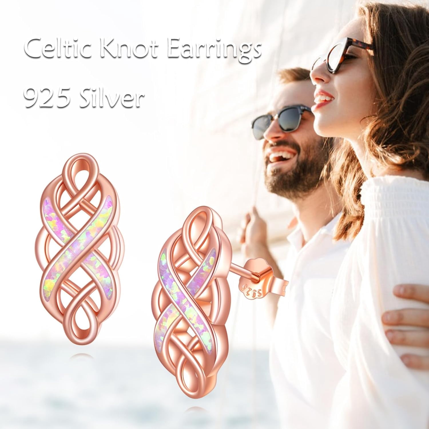 YAFEINI Sterling Silver Celtic Knot Stud Earrings Good Luck Irish Celtic Knot Stud Earring for Women