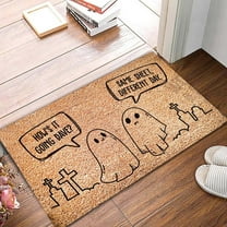 Halloween Doormat Coir Ghost Welcome Doormat Funny Halloween Boo Door Mat with Anti- Rubber Non Floor Mat for Indoor Front Door Entrance Decor - A