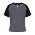 thumbnail image 4 of YLSDY Men's Short Sleeve Henley Shirts Casual Crew Neck Shirts for Men Gym Workout Tshirt Quarter Button Color Block Tees Gray XXL, 4 of 6