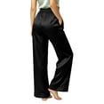 thumbnail image 5 of hoksml Women's Satin Wide Leg Pants Elastic High Waist Silky Lounge Trousers with Pockets for Sleepwear and Casual, 5 of 9
