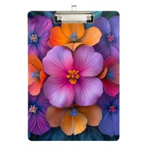 FORMRS Acrylic Clipboard with Low Profile Clip Standard A4 Letter Size, 12.5" x 9", Large Purple Flowers