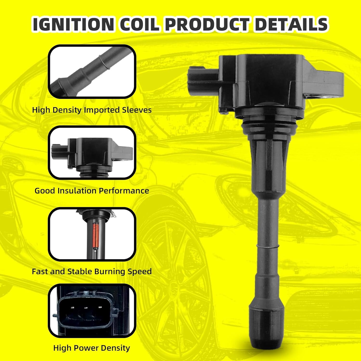 MOAUTO Set of 6 Ignition Coils Pack UF550 22448-JA10C & 6 PCS Iridium Spark Plugs Compatible with 2007-2017 Nissan Infiniti Maxima Quest Pathfinder Murano Altima Q50 QX60 FX35