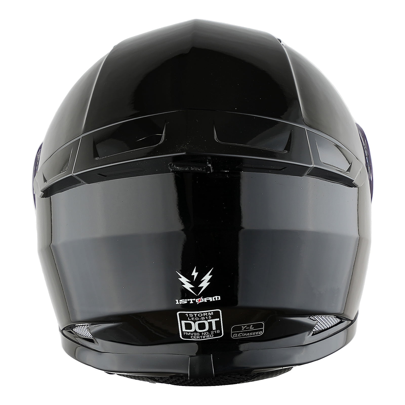 1Storm Motorcycle Youth Kids Street Dirt Bike ATV BMX MX Go Cart Karting Full Face Helmet with LED Tail Light: LED-B15 Glossy Black