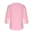 thumbnail image 6 of FAIWAD Girls Tops Casual Crew Neck 3/4 Sleeve Button Shirts Kids Casual Cute Plain Blouses, 5-15Y, 6 of 9