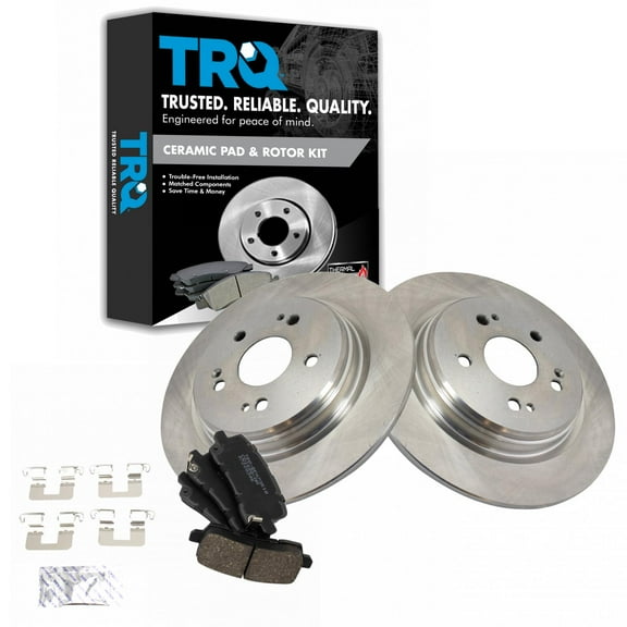 TRQ Rear Brake Pad & Rotor Kit Brake Pads Brake Rotor Ceramic Fits Select 2017 Acura TLX