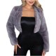 thumbnail image 2 of Chaqueta de abrigo cálida para mujer, de invierno, lisa, con cuello en V, 2 of 7