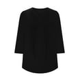 thumbnail image 5 of UAMVSH Tunic Tops for Women Fashionable 3/4 Sleeve Pleated Front Shirts Casual V-Neck Solid Color Business Dressy Blouses(Medium,Black), 5 of 6