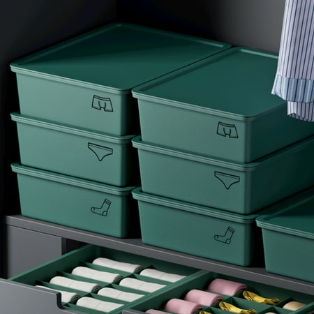 

Xinwanna Bra Storage Box with Lids Large Capacity Simple Compartments Design Sock Storage Case Household Supplies (Green 10Grid)