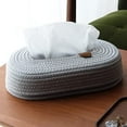 thumbnail image 1 of [Yamazen] Tissue Case, Soft Material, Scandinavian Box, Living Room, Bedroom, Children's Room [MOC Rope Tissue Case] Light Gray Y-MOC-RPTC-LGY, 1 of 5