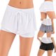 thumbnail image 1 of Pantalones cortos deportivos 2 en 1 para mujer, cintura elástica, cordón, bolsillo, color sólido, 1 of 8