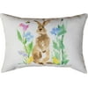12.5" White and Green Bunny Rectangular Throw Pillow