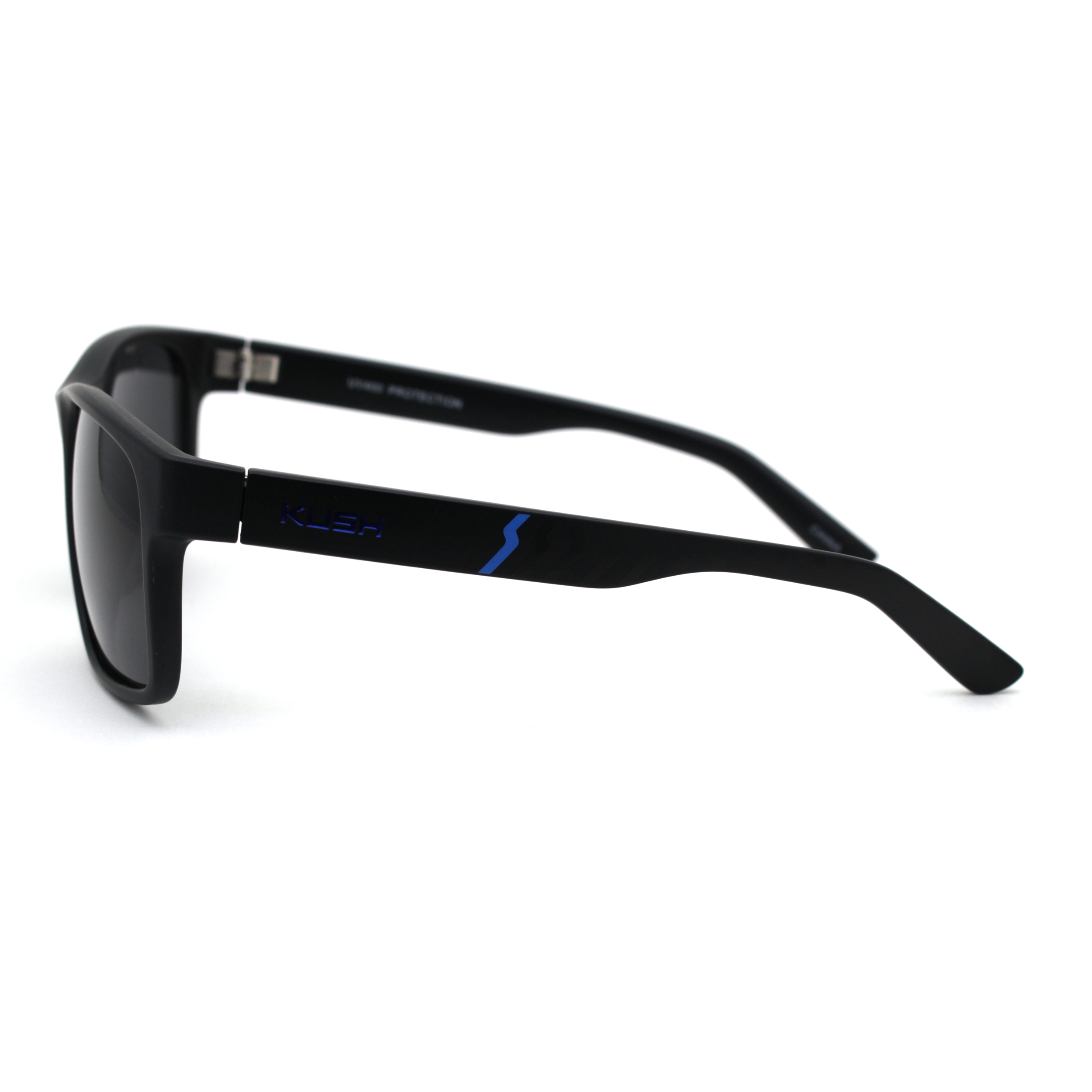 Kush Mens Black Lens Sport Horn Rim Sunglasses Matte Black Blue Black - image 3 of 4
