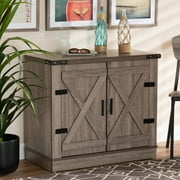 Baxton Studio Wayne Modern Contemporary Farmhouse Oak Brown Finished Wood 2-Door Shoe Storage Cabinet