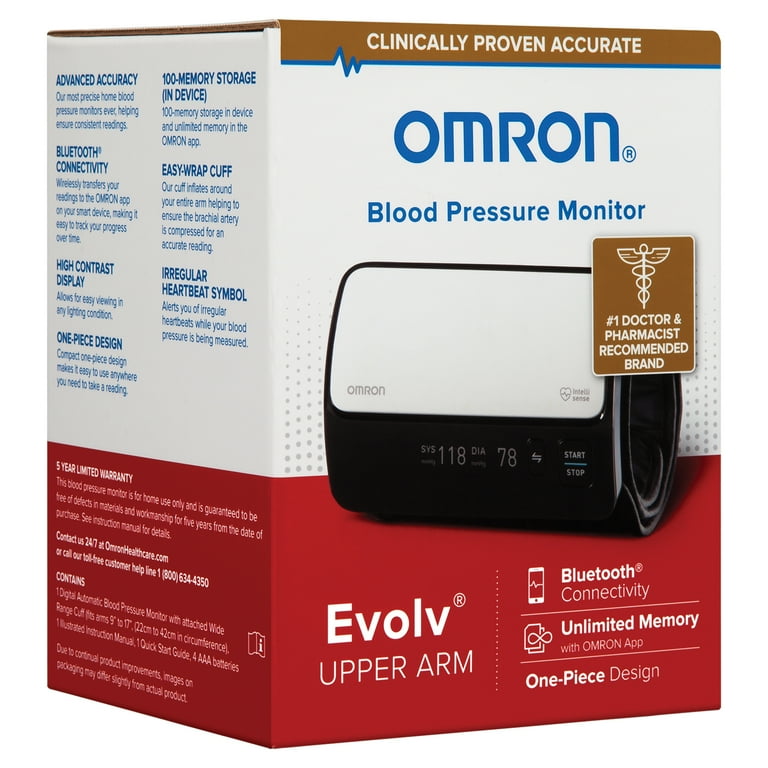 Omron - Evolv - Wireless Upper Arm Blood Pressure Monitor - Black/White