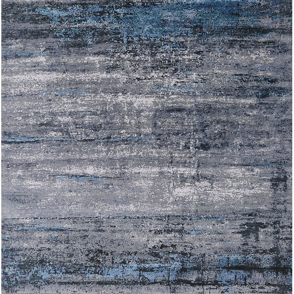 Ahgly Company Machine Washable Indoor Square Industrial Modern Purple Navy Blue Area Rugs, 5' Square