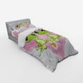 thumbnail image 2 of Ambesonne Cartoon Bedding Set 3 Pcs, Heart in Love Flowers, Twin, Dried Rose Lime Green, 2 of 2